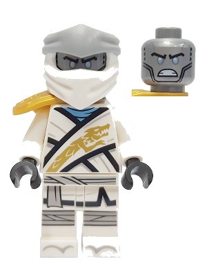 LEGO onderdeel Zane - Legacy, Pearl Gold Armor Shoulder Pad, Flat Silver Head (njo0670)