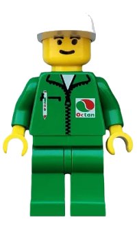LEGO part Octan - Green Jacket with Pen, Green Legs, White Cap oct013