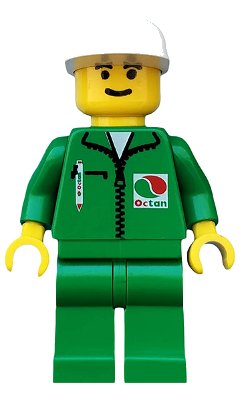 LEGO onderdeel Octan - Green Jacket with Pen, Green Legs, White Cap (oct013)