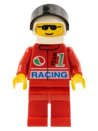 LEGO onderdeel Octan - Racing, Red Legs, White Helmet, Black Visor oct031