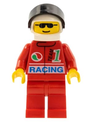 LEGO onderdeel Octan - Racing, Red Legs, White Helmet, Black Visor (oct031)