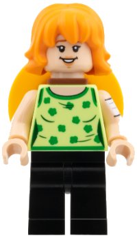 LEGO part Nami - Yellowish Green Top, Straw Hat on Back op010