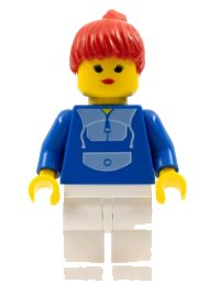 LEGO part Jogging Suit - White Legs, Red Ponytail Hair par024
