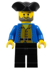 LEGO part Pirate Brown Shirt, Black Legs, Black Pirate Triangle Hat pi033