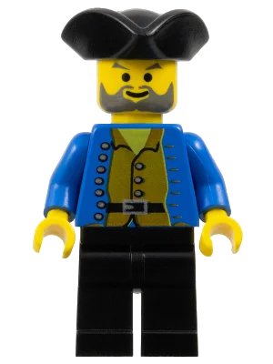 LEGO onderdeel Pirate Brown Shirt, Black Legs, Black Pirate Triangle Hat (pi033)