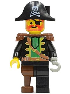 LEGO onderdeel Captain Red Beard - Brown Epaulettes, Pirate Hat with Skull and Crossbones (pi055)