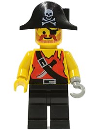 LEGO onderdeel Pirate Shirt with Knife, Black Legs, Black Pirate Hat with Skull pi078