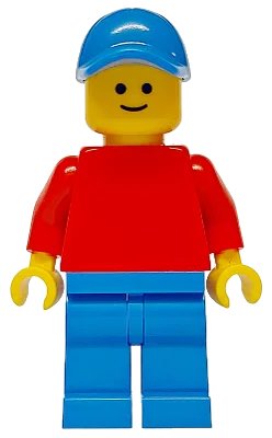 LEGO onderdeel Plain Red Torso with Red Arms, Blue Legs, Blue Cap (pln196)