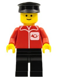 LEGO part Post Office - Black Legs, Black Hat post001