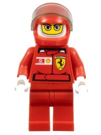 LEGO part F1 Ferrari Driver with Helmet and Balaclava - with Torso Stickers rac024as