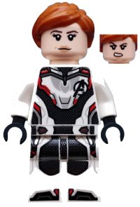 LEGO part Black Widow - White Jumpsuit, Dark Orange Ponytail sh0571