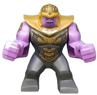 LEGO onderdeel Thanos - Large Figure, Medium Lavender Arms Printed, Dark Bluish Gray Outfit with Gold Armor, Pearl Gold Helmet sh0576