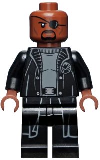 LEGO part Nick Fury - Gray Sweater and Black Trench Coat, Shirt Tail sh0585a