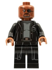 LEGO part Nick Fury - Gray Sweater and Black Trench Coat, No Shirt Tail sh0585b