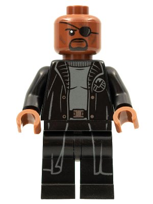 LEGO onderdeel Nick Fury - Gray Sweater and Black Trench Coat, No Shirt Tail (sh0585b)