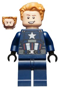 LEGO onderdeel Captain America - Dark Blue Suit, Black Hands, Hair sh0625