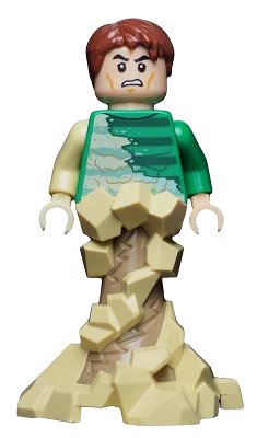 LEGO onderdeel Sandman - Green Outfit, Tan Sand Form with Swirling Base (sh0685)
