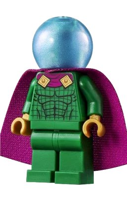 LEGO onderdeel Mysterio - Light Bluish Gray Head, Satin Trans-Light Blue Helmet, Double Hole Cape (sh0709)