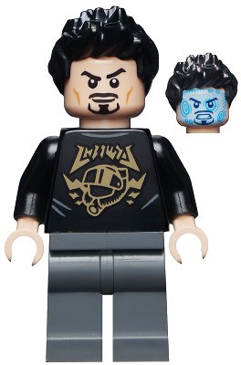 LEGO onderdeel Tony Stark - Black Shirt with Gold Helmet (sh0747)