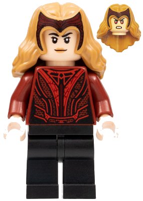 LEGO onderdeel The Scarlet Witch (Wanda Maximoff) - Plain Black Legs, Medium Nougat Hair with Tiara (sh0831)