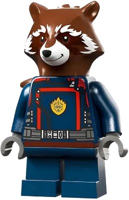 LEGO onderdeel Rocket Raccoon - Dark Blue Suit, Reddish Brown Head (sh0875)