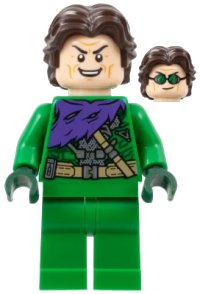 LEGO onderdeel Green Goblin - Green Outfit without Mask, Dark Brown Hair sh0888