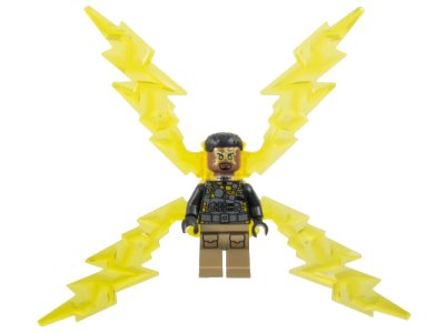 LEGO onderdeel Electro - Black and Dark Tan Outfit, Medium Brown Head, Large Electricity Wings (sh0891)