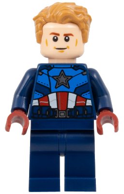 LEGO onderdeel Captain America - Dark Blue Suit, Dark Red Hands, Hair (sh0908)