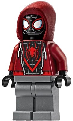 LEGO onderdeel Spider-Man (Miles Morales) - Dark Red Hood, Dark Bluish Gray Legs (sh0943)