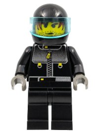 LEGO onderdeel Male Actor 3, Driver, Black Helmet, Trans-Light Blue Visor stu008