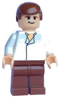 LEGO part Han Solo - Light Nougat, White Shirt, Reddish Brown Legs sw0084
