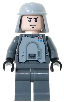 LEGO onderdeel Imperial Officer with Battle Armor (Captain / Commandant / Commander) - Dark Bluish Gray Legs, Smirk (sw0261)