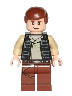 LEGO onderdeel Han Solo, Reddish Brown Legs with Holster Pattern, Vest with Pockets (sw0451)