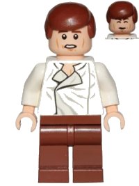 LEGO part Han Solo, Reddish Brown Legs without Holster Pattern, Dual Sided Head, Cheek Lines sw0612