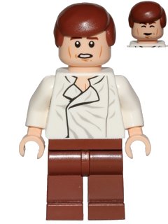 LEGO onderdeel Han Solo, Reddish Brown Legs without Holster Pattern, Dual Sided Head, Cheek Lines (sw0612)