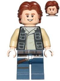 LEGO part Han Solo, Dark Blue Legs, Vest with Pockets, Wavy Hair sw0771