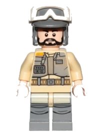 LEGO part Rebel Trooper - White Goggles, Dark Bluish Gray Helmet, Black Beard (Private Kappehl) sw0803