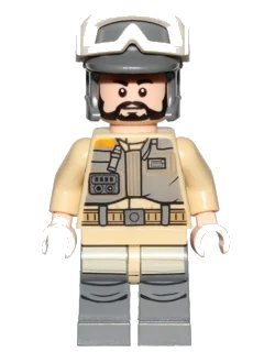 LEGO onderdeel Rebel Trooper - White Goggles, Dark Bluish Gray Helmet, Black Beard (Private Kappehl) (sw0803)