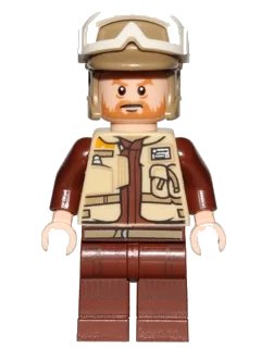 LEGO onderdeel Rebel Trooper - White Goggles, Dark Tan Helmet, Medium Nougat Beard (Corporal Rostok) (sw0804)