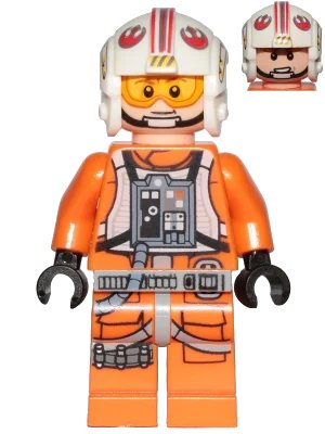 LEGO onderdeel Luke Skywalker (Pilot, Printed Legs, Visor Up / Down) (sw0991)