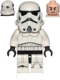 LEGO onderdeel Imperial Stormtrooper - Male, Dual Molded Helmet with Light Bluish Gray Panels on Back, Light Nougat Head, Scowl sw0997b
