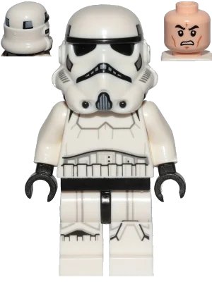 LEGO onderdeel Imperial Stormtrooper - Male, Dual Molded Helmet with Light Bluish Gray Panels on Back, Light Nougat Head, Scowl (sw0997b)