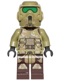 LEGO part Clone Scout Trooper, 41st Elite Corps (Phase 2) - Kashyyyk Camouflage, Dark Tan Markings on Legs, Scowl sw1002