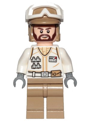 LEGO onderdeel Hoth Rebel Trooper White Uniform, Dark Tan Legs (Brown Angular Beard) (sw1008)