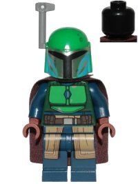 LEGO part Mandalorian Tribe Warrior - Female, Dark Brown Cape, Green Helmet with Antenna / Rangefinder sw1078
