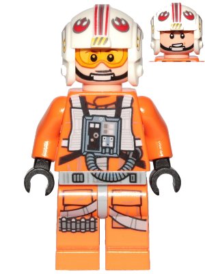 LEGO onderdeel Luke Skywalker (Pilot, Printed Legs, Visor Up / Down, Askew Front Panel) (sw1139)