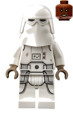 LEGO onderdeel Snowtrooper - Female, Printed Legs, Dark Tan Hands, Reddish Brown Head, Open Mouth Smirk (sw1180)