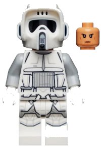 LEGO part Imperial Scout Trooper, Hoth - Female, Dual Molded Helmet, Nougat Head, Smirk sw1182