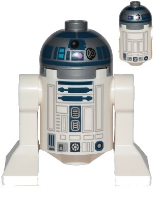 LEGO onderdeel Astromech Droid, R2-D2, Flat Silver Head, Dark Pink Dots, Large Receptor, Back Printing (sw1202)
