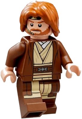 LEGO onderdeel Obi-Wan Kenobi - Reddish Brown Robe, Dark Orange Mid-Length Tousled with Center Part Hair (sw1220)